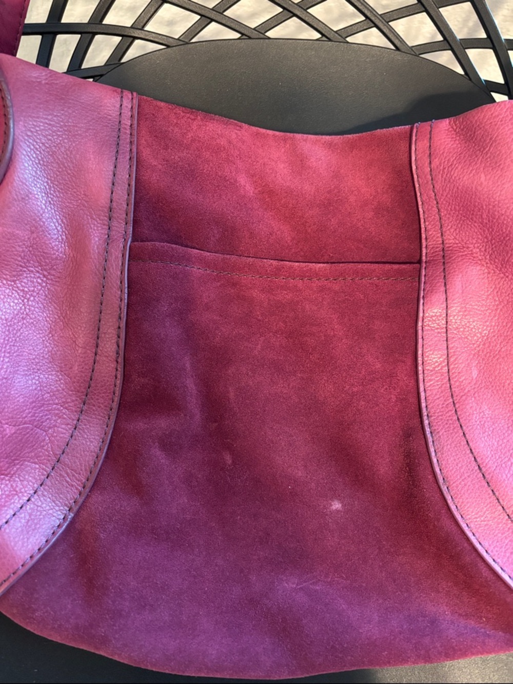 B. Makowsky Suede Leather Shoulder Bag in Fuchsia - Picture 9 of 11